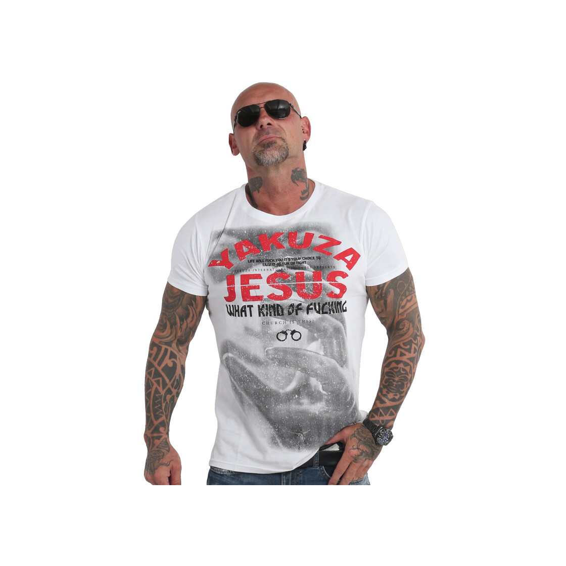 Pánské triko Yakuza JESUS TSB 19029 white