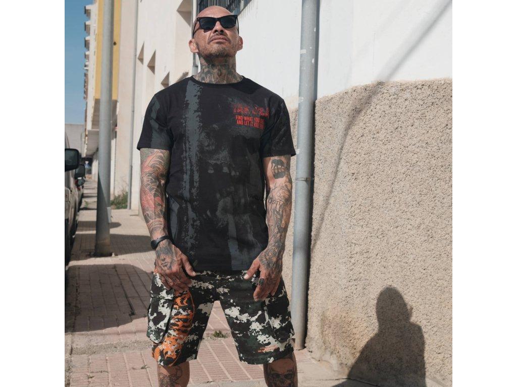 Pánské triko Yakuza Crashed Skull Allover TSB 24032 black