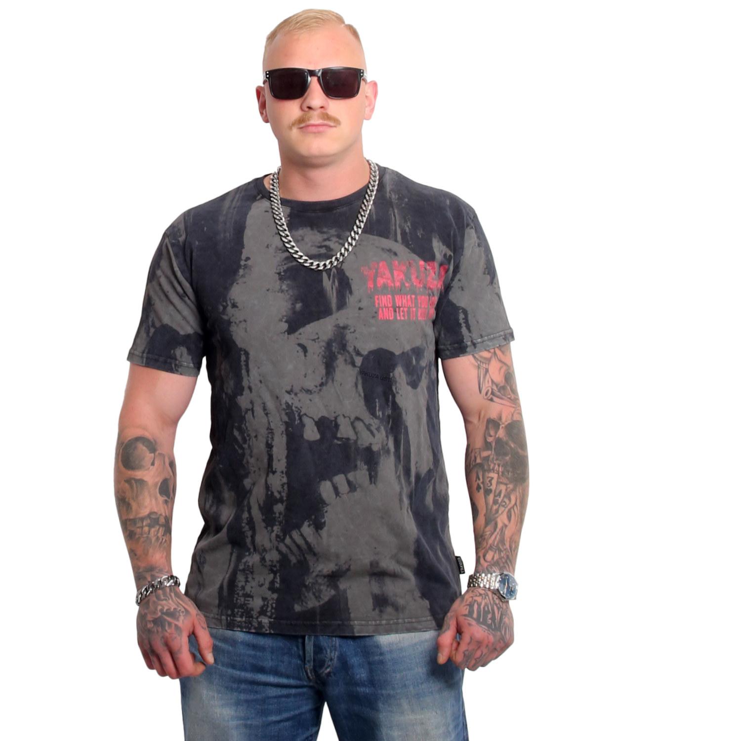 Pánské triko Yakuza Crashed Skull Allover TSB 24032 black